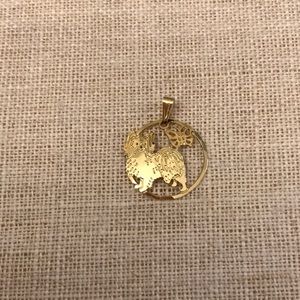 Dog & Butterfly Gold Pendant